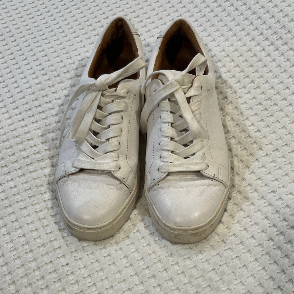 Frye Off-White Leather Lace-Up Sneakers